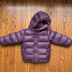 2T, Patagonia Kids Hooded Puffer Jacket, Purple